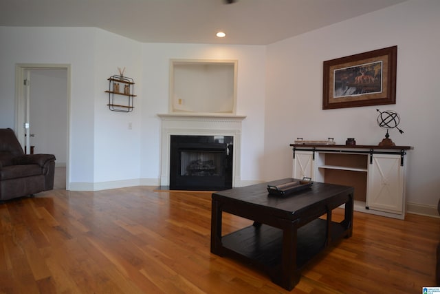 living room with hardwood / wood-style floors