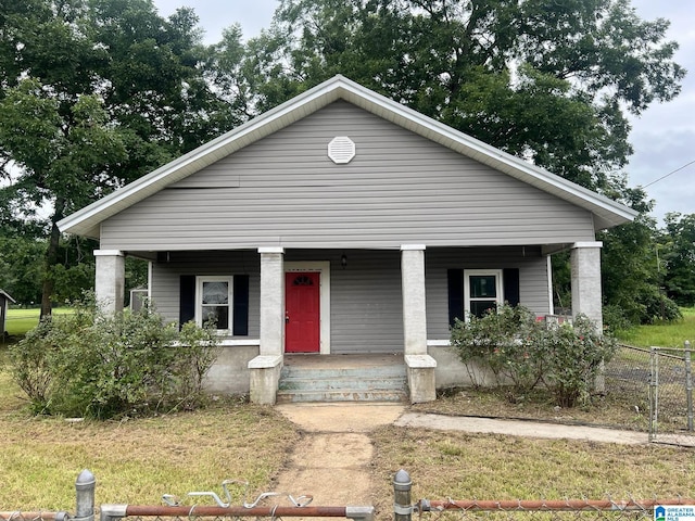 bungalow featuring a porch