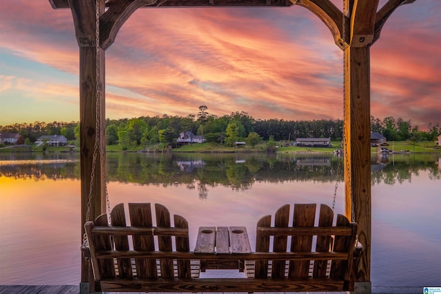 view of dock featuring a water view