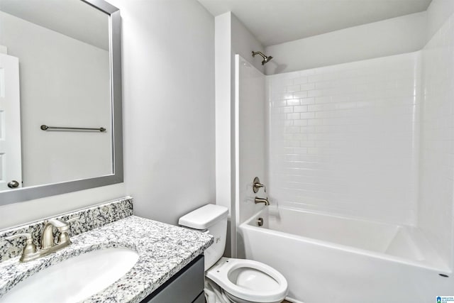 full bathroom with vanity, shower / bathing tub combination, and toilet