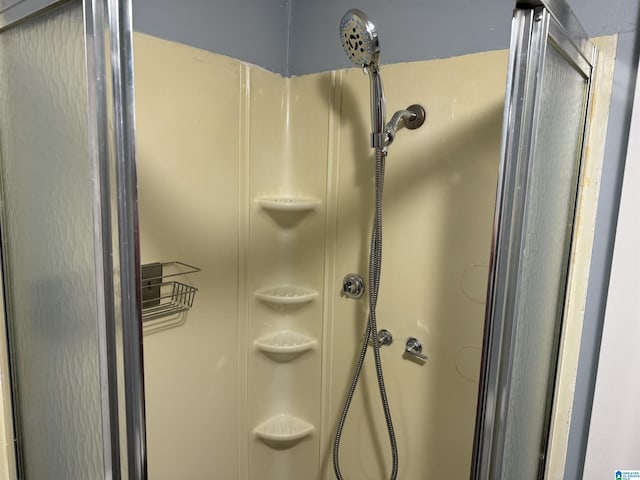 interior details with an enclosed shower