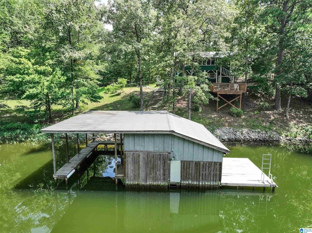 dock area featuring a water view