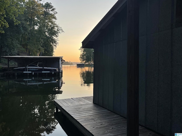 view of dock featuring a water view