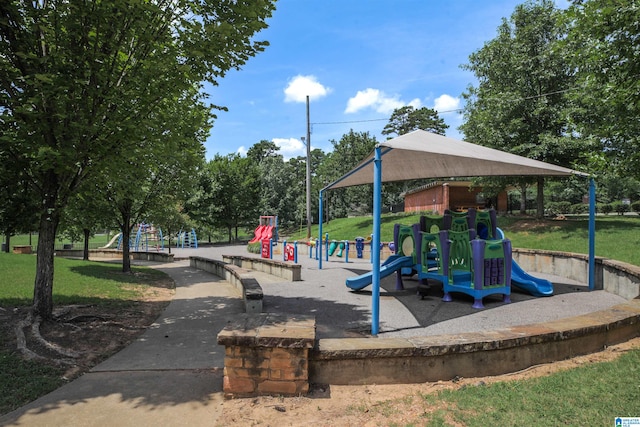 view of play area featuring a yard