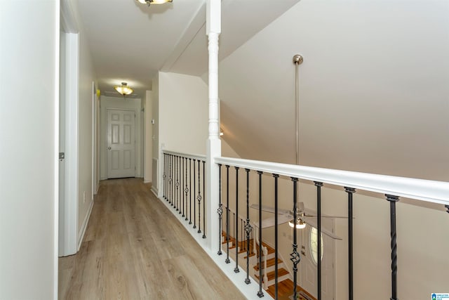 hall with light hardwood / wood-style flooring