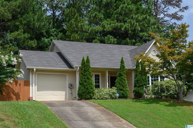 view of front of home with a garage and a front yard