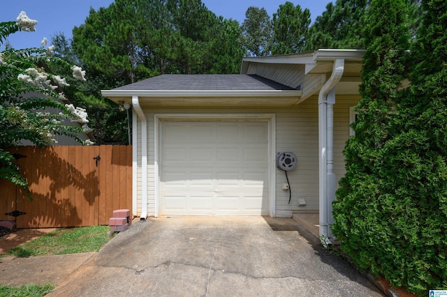 view of garage