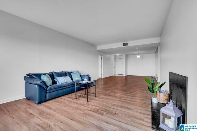 living room with light wood-type flooring