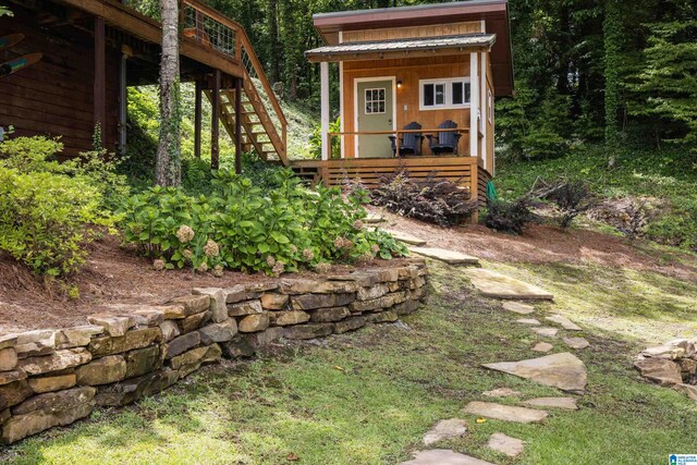 view of yard featuring a deck