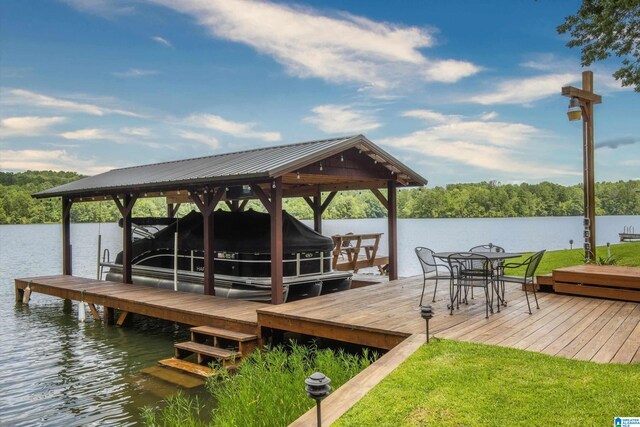 dock area featuring a water view