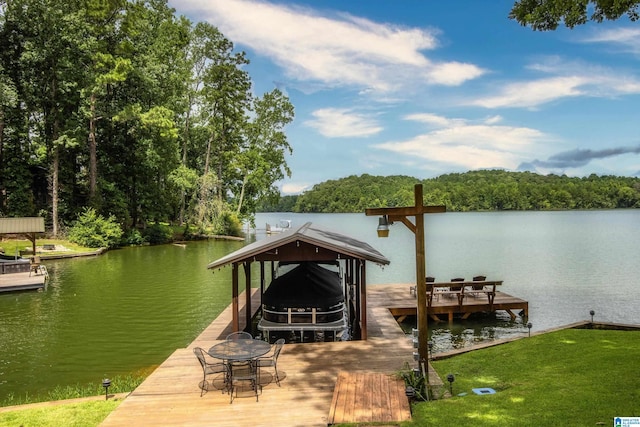 dock area featuring a water view