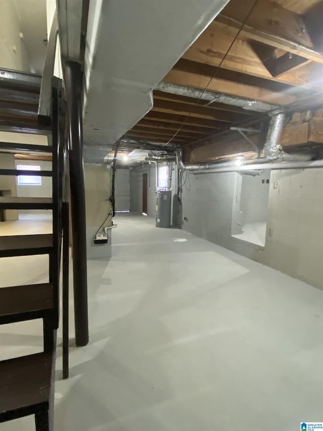 basement with electric water heater