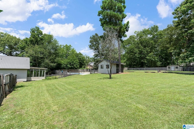 view of yard with a shed