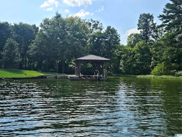 view of water feature featuring a gazebo