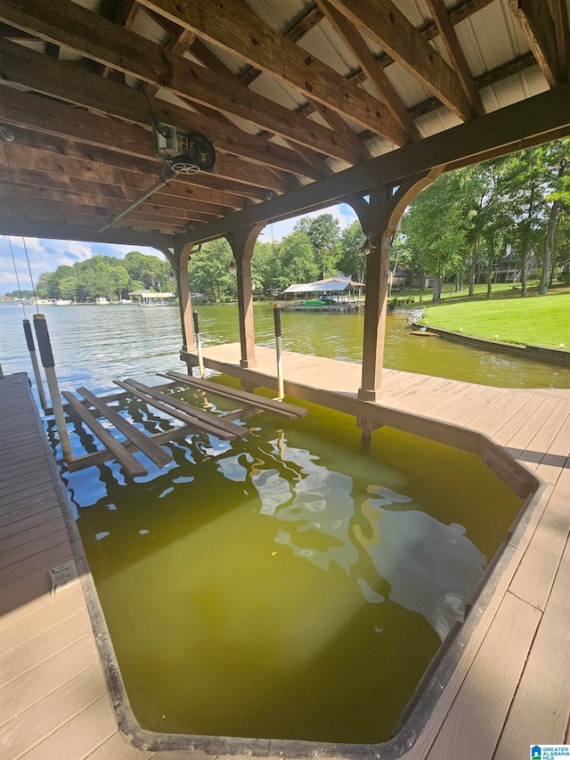 view of dock featuring a water view