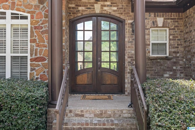 entrance to property with french doors