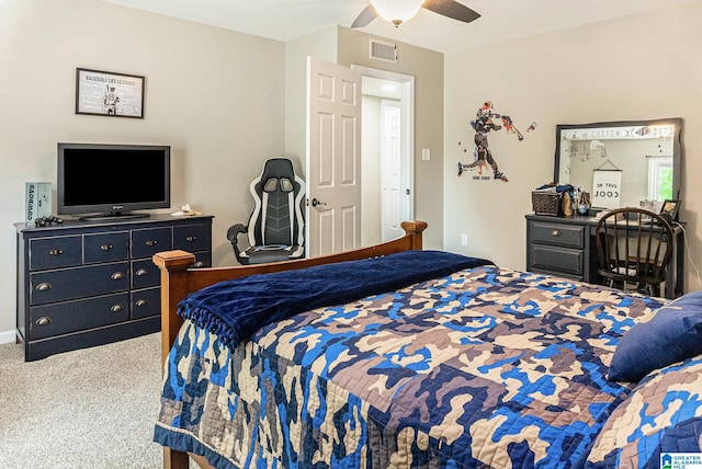 bedroom with carpet and ceiling fan