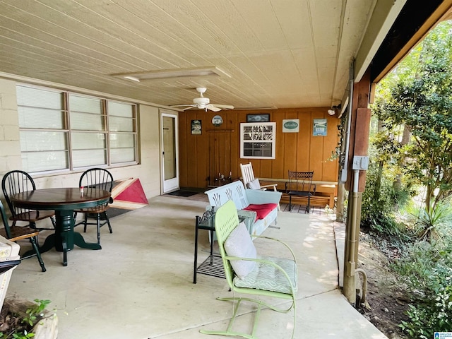 view of patio / terrace featuring ceiling fan and an outdoor hangout area