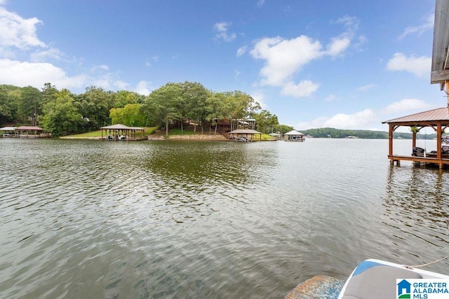 water view with a gazebo