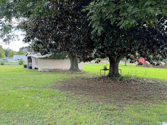 view of yard with an outdoor structure