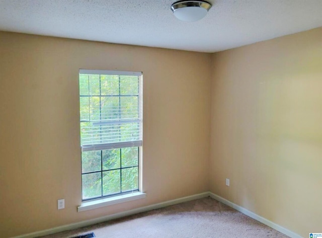 carpeted spare room featuring a textured ceiling