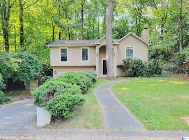 bi-level home featuring a front yard