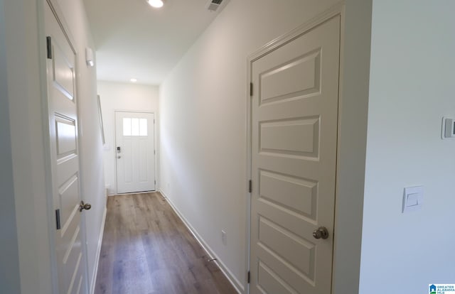 hall featuring light hardwood / wood-style flooring