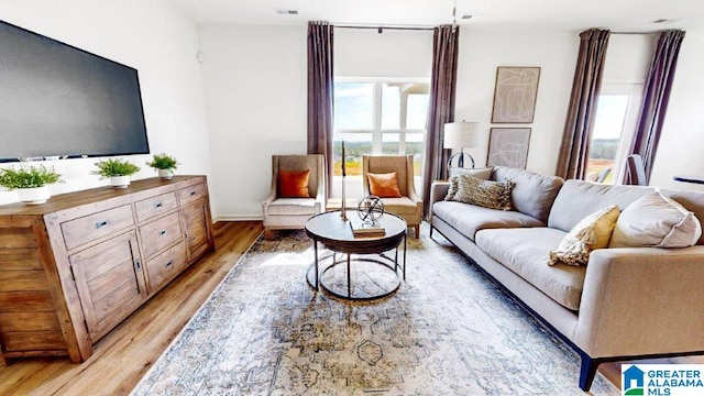 living room featuring light hardwood / wood-style floors