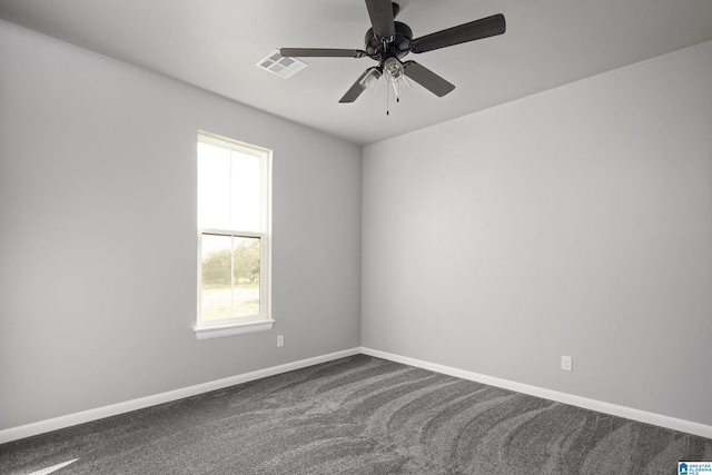 carpeted empty room with ceiling fan