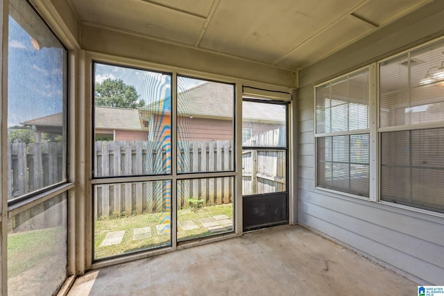 view of unfurnished sunroom