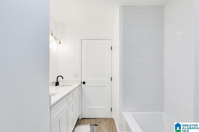 820 Boozer Rd, Heflin, AL 36264 - full bathroom with wood finished floors and double vanity