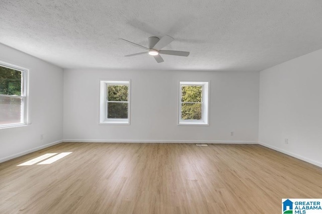 820 Boozer Rd, Heflin, AL 36264 - empty room with light wood-style floors, a textured ceiling, ceiling fan, and baseboards