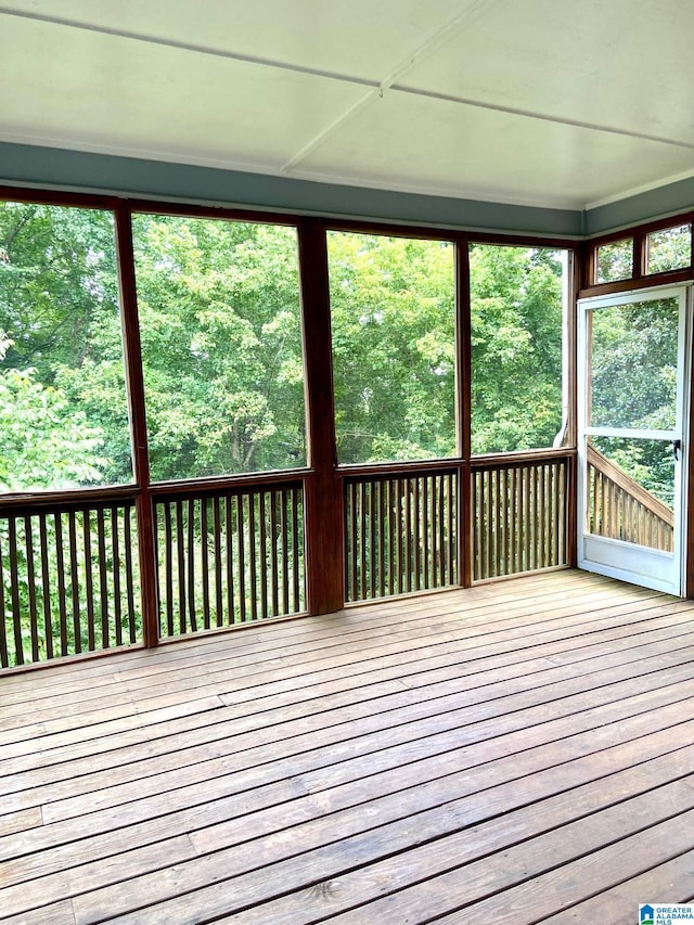 view of unfurnished sunroom