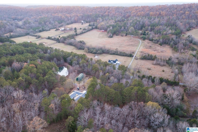 aerial view featuring a rural view