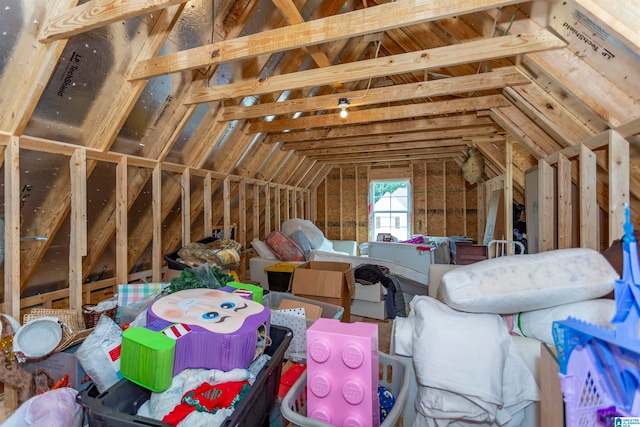 view of unfinished attic