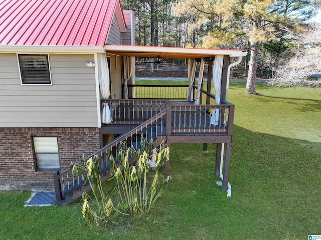 exterior space featuring stairway and a deck