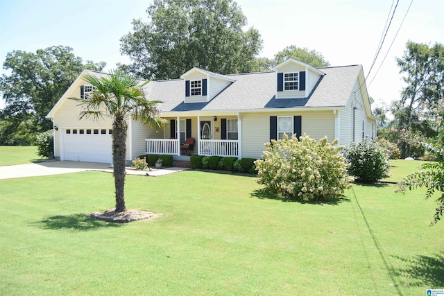 cape cod-style house with a front lawn and a porch