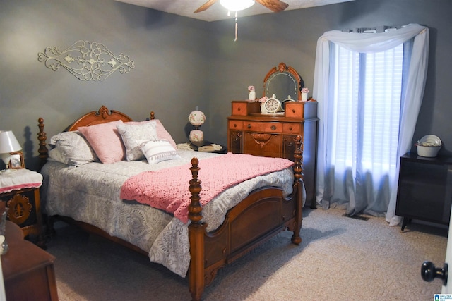 bedroom with carpet and ceiling fan