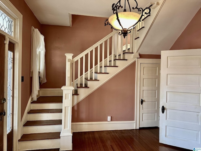 401 SW 8th St, Cullman, AL 35055 - stairs featuring baseboards and wood finished floors