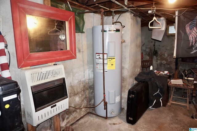 utility room featuring electric water heater