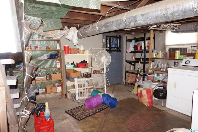 interior space featuring washer / dryer and cooling unit