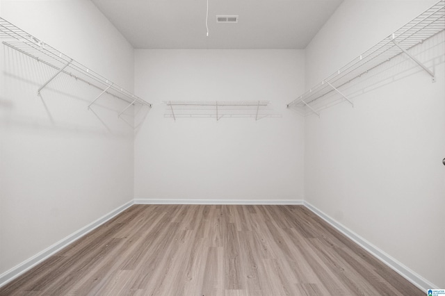 walk in closet with light wood-type flooring