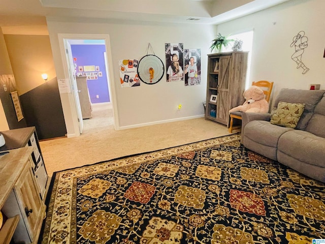 living room with carpet floors