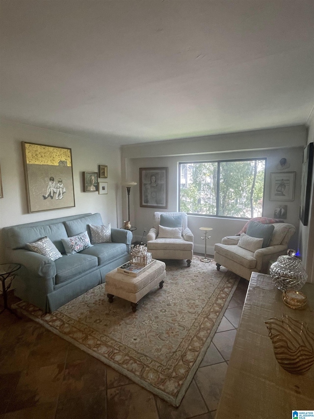 view of tiled living room