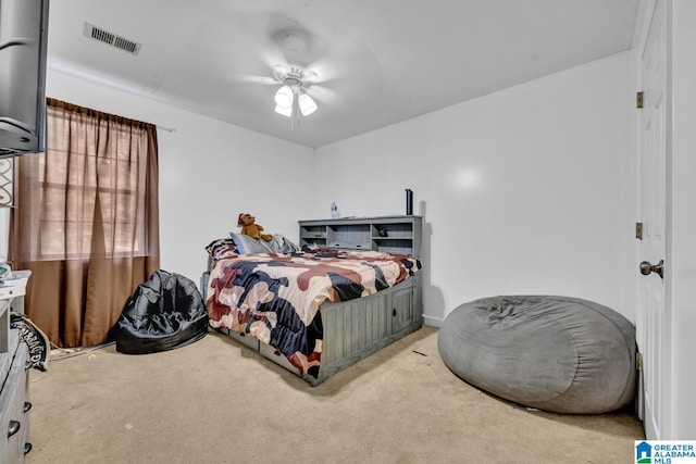 bedroom with carpet and ceiling fan