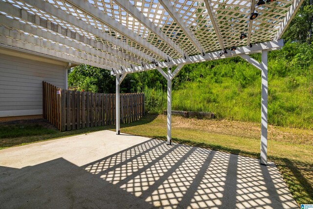 view of patio featuring a pergola