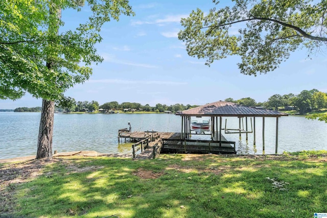 view of dock featuring a water view