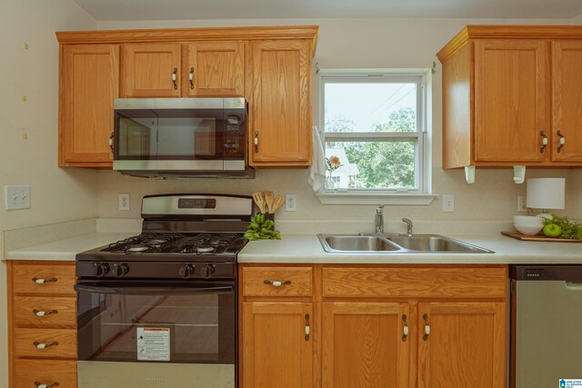 kitchen with appliances with stainless steel finishes and sink