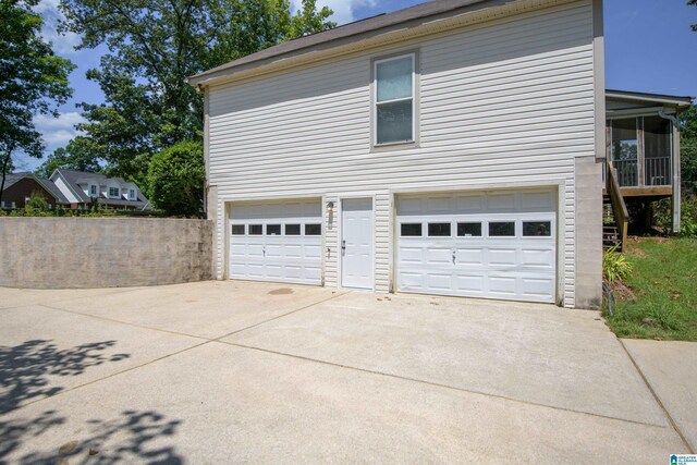 view of garage