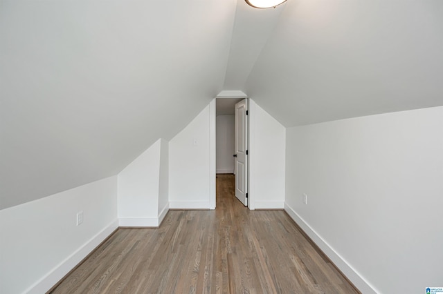 additional living space featuring lofted ceiling and wood-type flooring